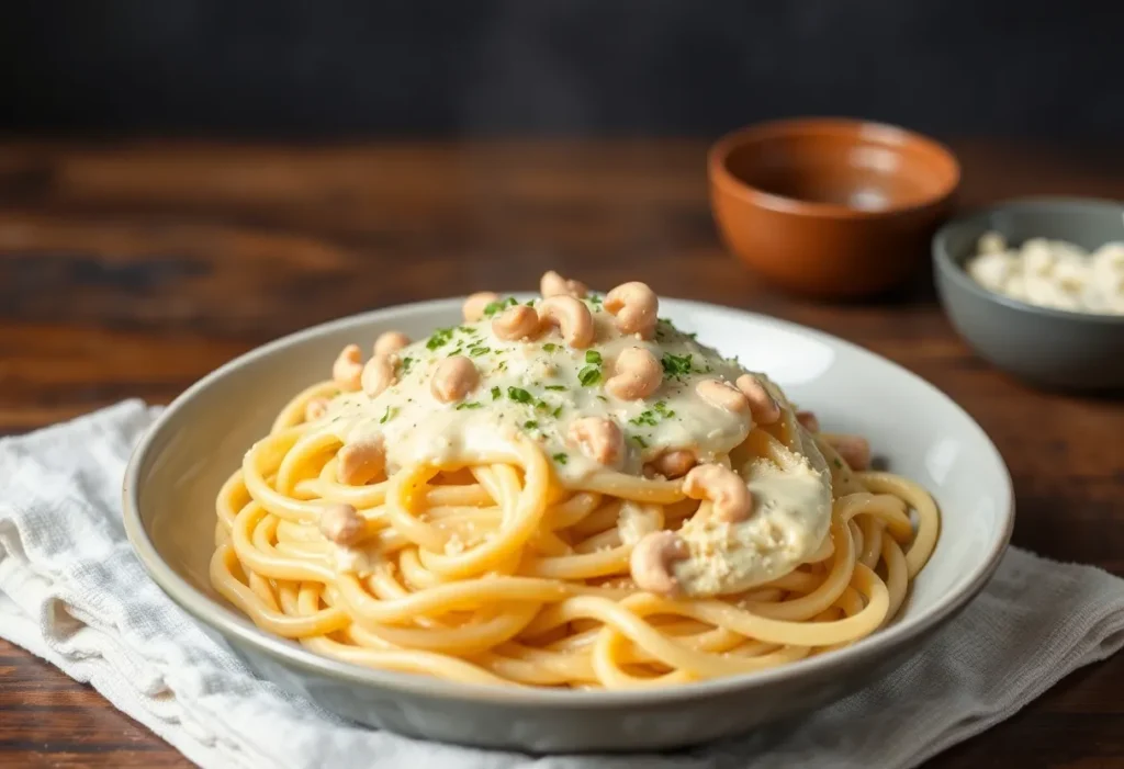 Creamy Cashew Alfredo Pasta