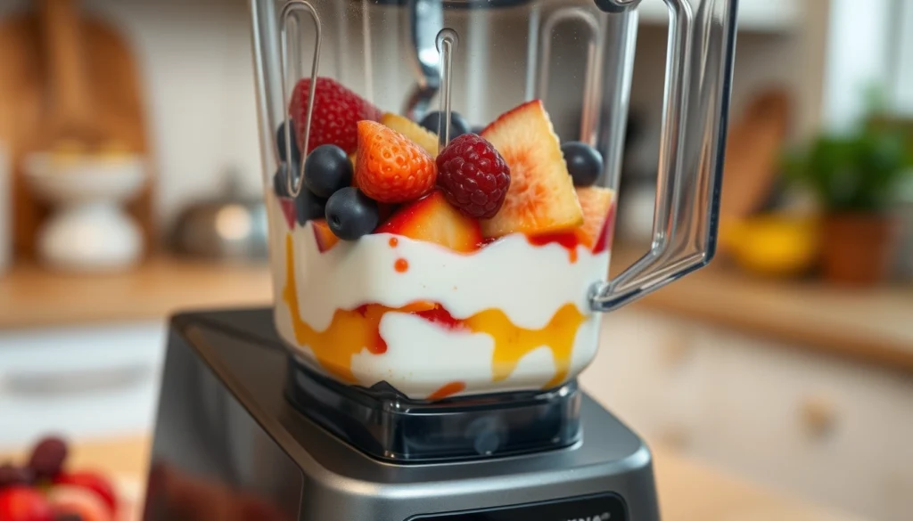 Close-up of Ninja Creami maker blending ingredients into a healthy dessert, highlighting the cooking process.