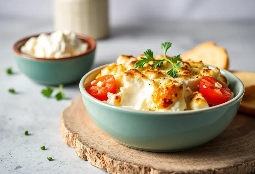 a bowl of food on a wood stand