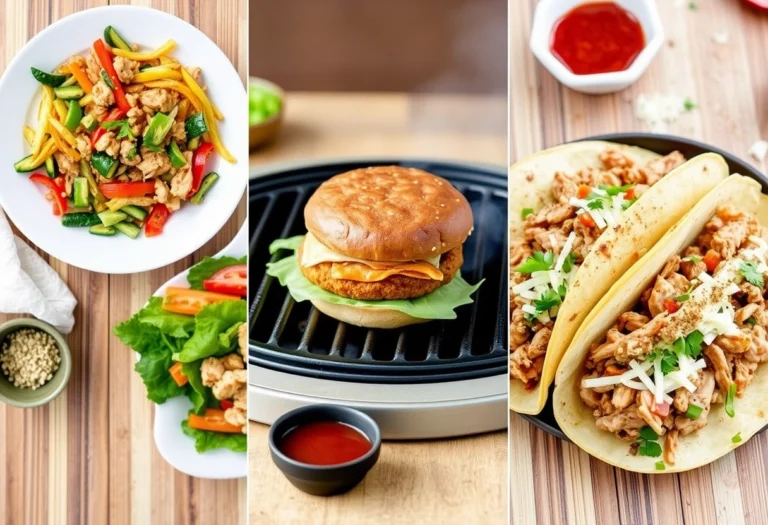 Preview of easy chicken mince recipes, including stir-fry, burgers, and tacos for quick meals, Yummi Haven.