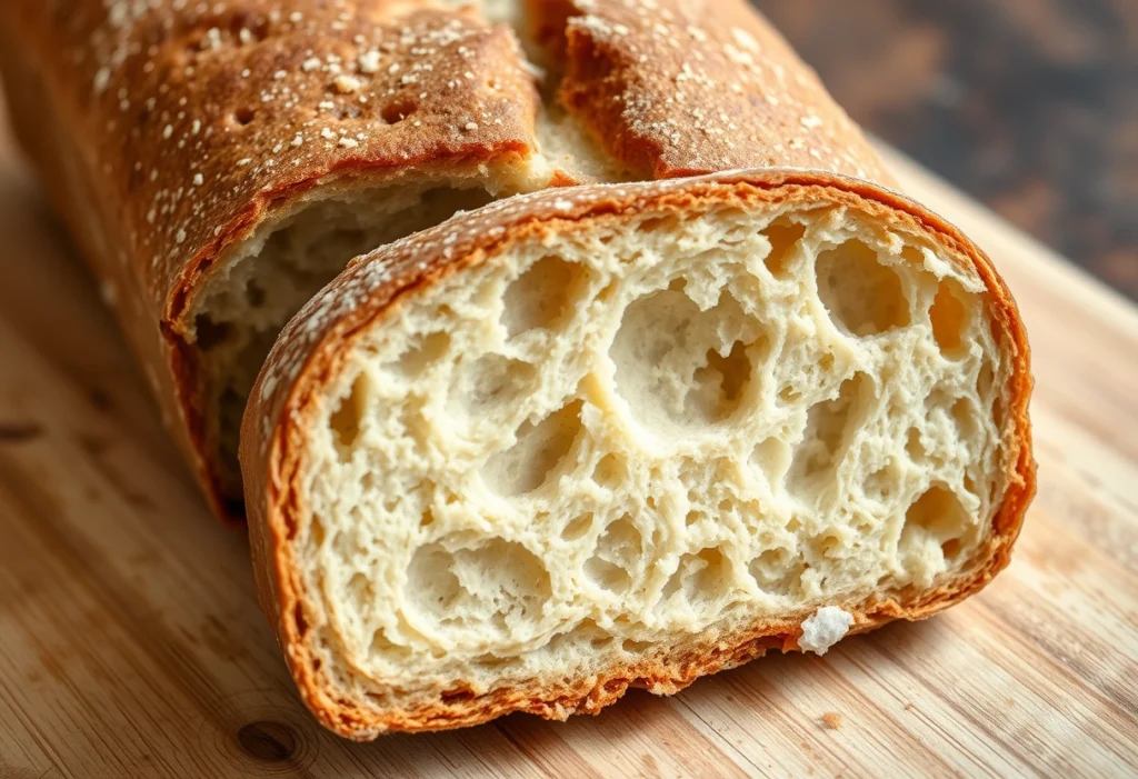 Freshly baked sourdough bread made from discard, with a crusty exterior.