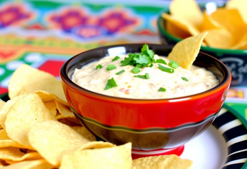 Bowl of Rotel dip served with tortilla chips, ideal for gatherings, Rotel dip recipe, yummi haven, yummy haven.